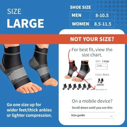PAPLUS Compression Socks for Plantar Fasciitis Relief - 6 Pairs, Black | Orthopedic Brace thumbnail 3