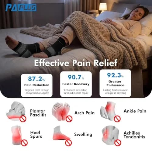 PAPLUS Plantar Fasciitis Socks 6 Pairs Small (Black) | Orthopedic Brace for Daily Pain Relief thumbnail 2