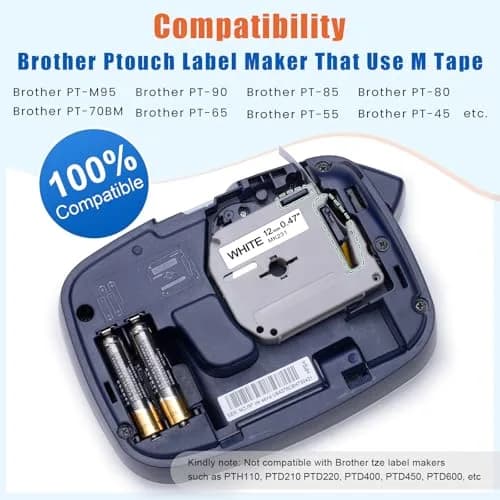 Labelife Compatible Brother M Tape 12mm 0.47 Color P Touch PTM95 Label Tape | Waterproof, Indoor Use, 6-Color Pack thumbnail 2