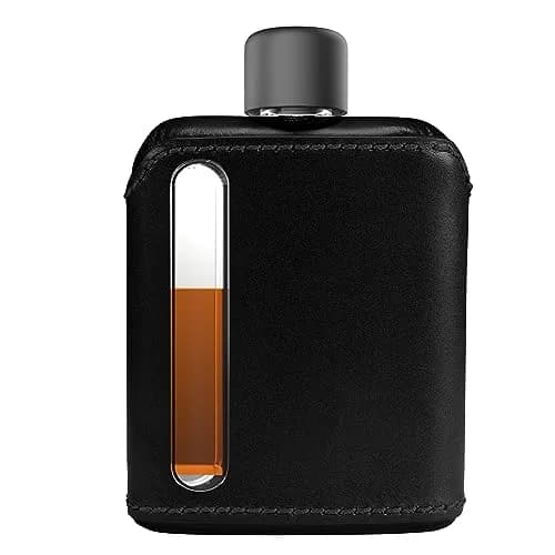 Ragproper Modern Glass Hip Flask 100ml | Leather Covered Whiskey Flask for Men & Women thumbnail 1