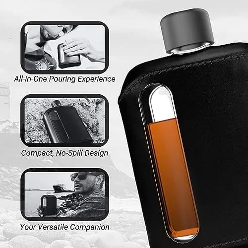 Ragproper Modern Glass Hip Flask 100ml | Leather Covered Whiskey Flask for Men & Women thumbnail 6