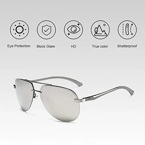 Fishingtours Classic Aviator Sunglasses for Men & Women | 65mm Lens Width (2.56 in) thumbnail 5