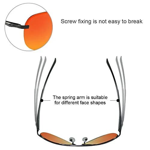 Fishingtours Aviator Sunglasses for Men & Women — Polarized Mirrored Orange Lens, 65mm | Classic Style with UV400 Protection thumbnail 3