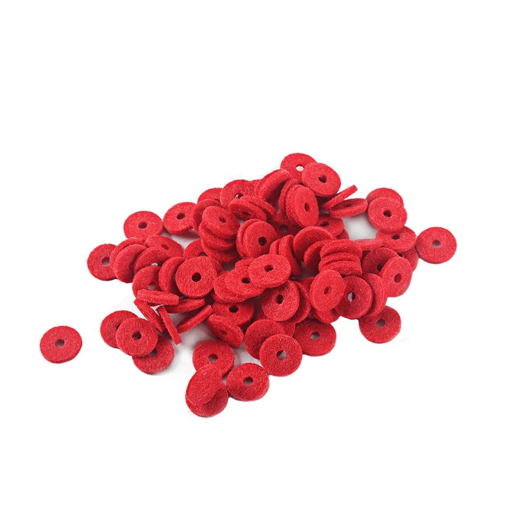 Alnicov 90PCS 12.5MM Piano Felt Front Rail Regulating Punchings Red | Replacement Parts for Piano - main product image