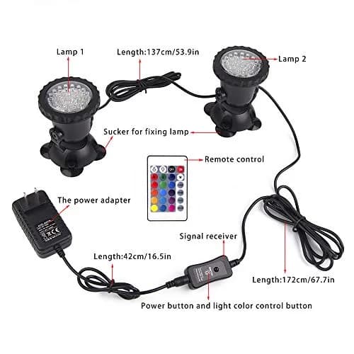 SHOYO Color Changing Pond Lights 3-Pack | Submersible RGB LED Spotlights with Timer & Remote thumbnail 5