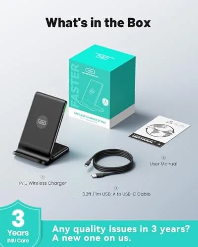 INIU Wireless Charger 15W | Fast Charging Stand with LED & Temp°Guard thumbnail 8