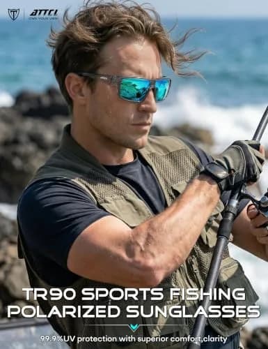 ATTCL Polarized Sunglasses Men Wrap Around UV400 TR90 Frame 63mm Lens | Driving Fishing Sports thumbnail 2