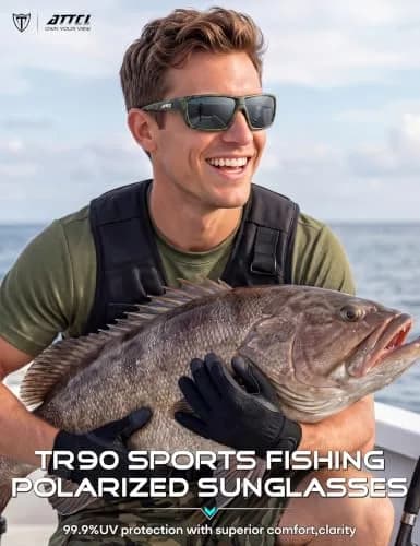 ATTCL Polarized Sunglasses Men Wrap Around UV400 Fishing Sports | TR90 Frame, 63mm Lens Width thumbnail 2