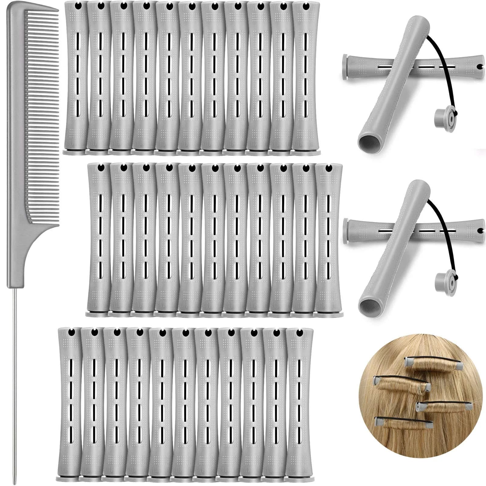 WILLBOND Hair Perm Rods 36 Pcs, Gray, 0.59 Inch | Easy Curling, Safe & Reusable - main product image