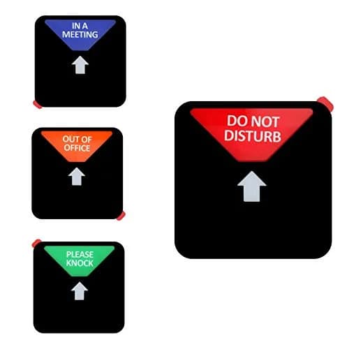 LoYinLo Office Privacy Sign, Do Not Disturb/Please Knock/In Meeting/Out of Office Slider Sign, Black Square (5.1 inches) thumbnail 1