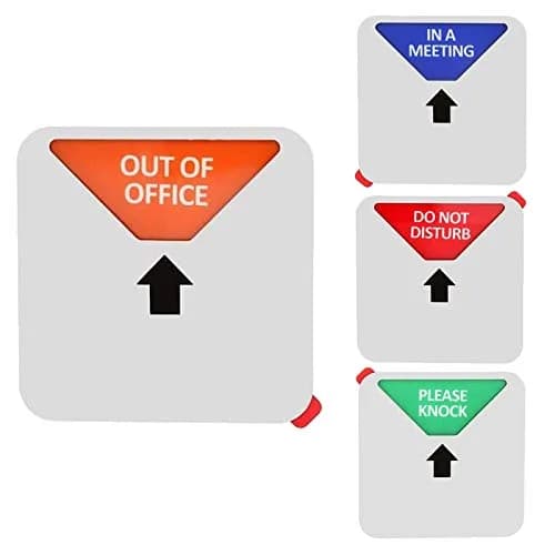 LoYinLo Office Privacy Sign - Do Not Disturb/Please Knock/Out of Office/In Meeting, Square Silver (5.1" x 5.1") thumbnail 1