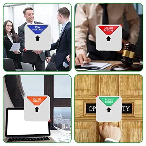 LoYinLo Office Privacy Sign - Do Not Disturb/Please Knock/Out of Office/In Meeting, Square Silver (5.1" x 5.1") thumbnail 7