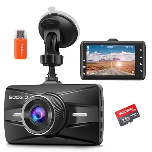 BOOGIIO 1080P Dash Cam with 32GB SD Card, 3-inch IPS Screen, 170° Wide Angle, Aluminum Alloy Case | Night Vision, WDR, Parking Monitor thumbnail 1