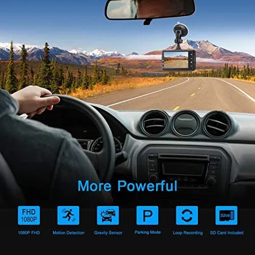 BOOGIIO 1080P Dash Cam with 32GB SD Card, 3-inch IPS Screen, 170° Wide Angle, Aluminum Alloy Case | Night Vision, WDR, Parking Monitor thumbnail 2