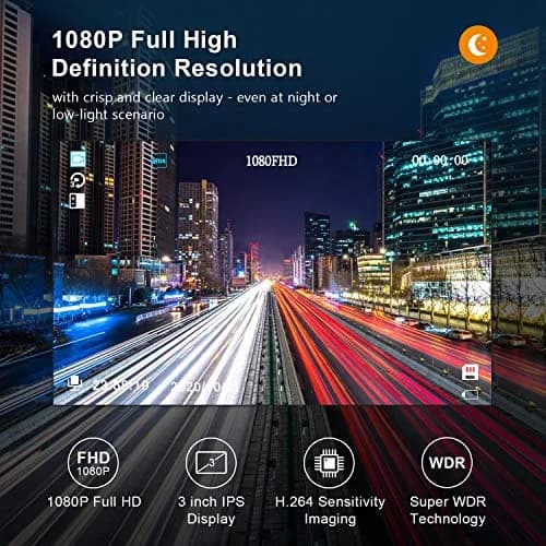 BOOGIIO 1080P Dash Cam with 32GB SD Card, 3-inch IPS Screen, 170° Wide Angle, Aluminum Alloy Case | Night Vision, WDR, Parking Monitor thumbnail 3