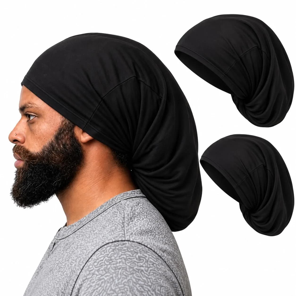KLY Groups Loc Cap 2 Pack, Regular Spandex Dread Cap for Dreadlocks | Snug Fit for Shoulder-Length Locs, Starter Locs, Braids & Twists - main product image