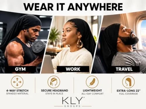 KLY Groups Loc Cap 2 Pack, Regular Spandex Dread Cap for Dreadlocks | Snug Fit for Shoulder-Length Locs, Starter Locs, Braids & Twists thumbnail 6