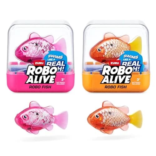 Robo Alive Robo Fish Robotic Swimming Fish 2 Pack (Blue + Red) | Water Activated Color Change Toy thumbnail 1