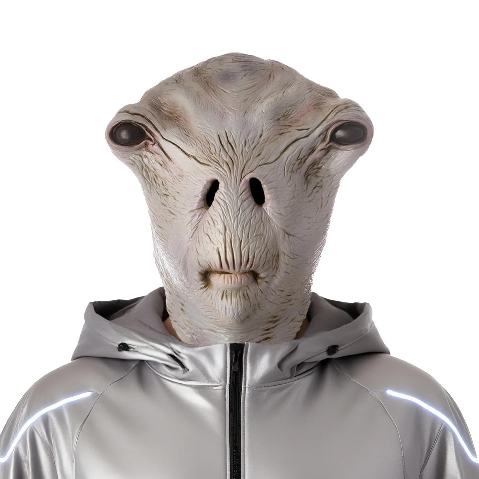 AQKILO Alien Mask Full Head Costume for Halloween & Sci-Fi Events | Adult Unisex Gray Latex Mask - main product image