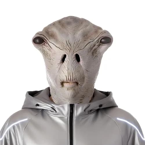 AQKILO Alien Mask Full Head Costume for Halloween & Sci-Fi Events | Adult Unisex Gray Latex Mask thumbnail 1