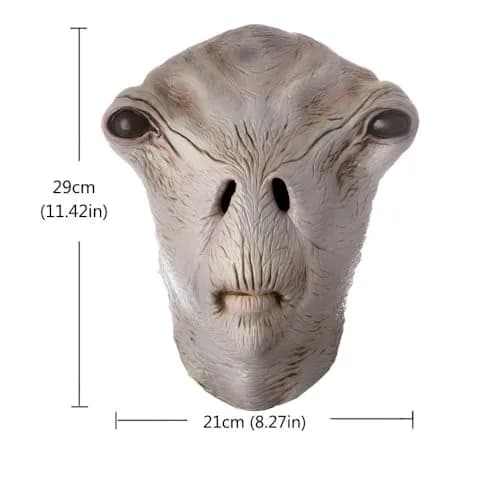 AQKILO Alien Mask Full Head Costume for Halloween & Sci-Fi Events | Adult Unisex Gray Latex Mask thumbnail 7