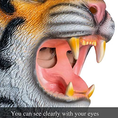 AQKILO Tiger Mask Full Head Animal Costume for Halloween | Playful Tiger Character for Parties & Stage thumbnail 3