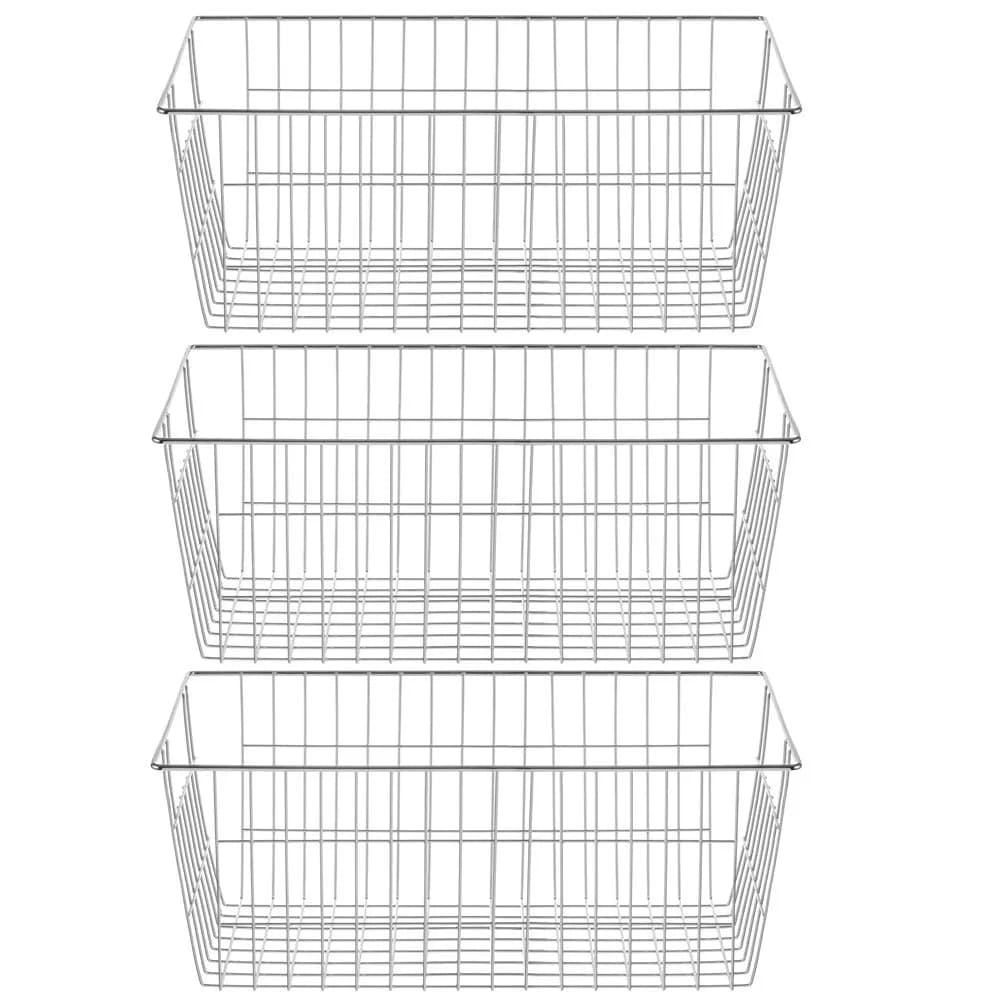 SANNO Large Wire Storage Baskets Set of 3 | Farmhouse Kitchen & Pantry Organizer - main product image