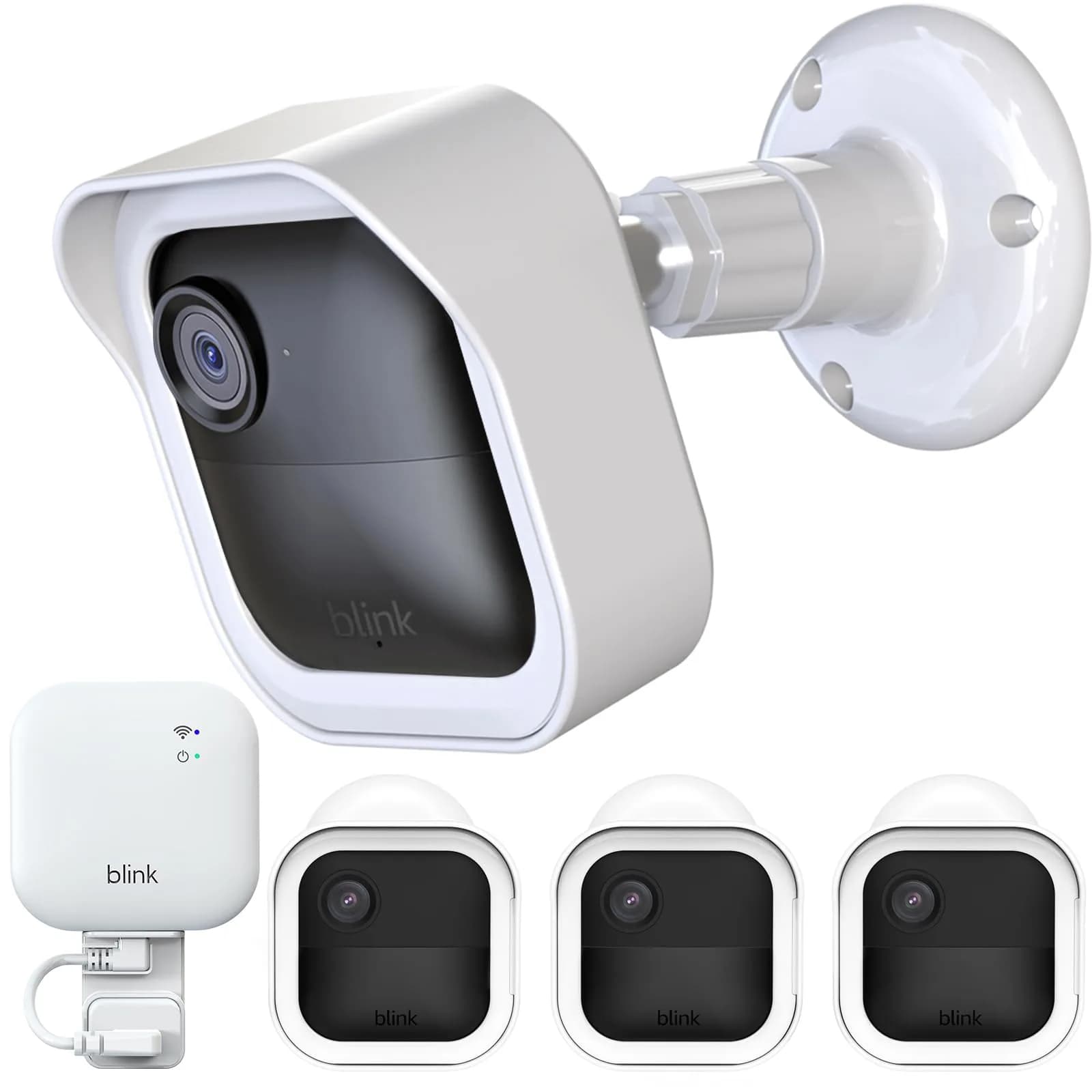 Pefecon 3-Pack Blink Outdoor Camera Housing & Mounts with Sync Module Mount, White | Weatherproof Protective Covers for Blink Outdoor 4/2K+
