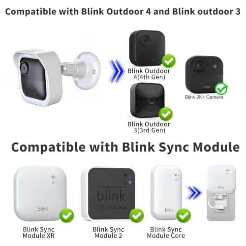 Pefecon 3-Pack Blink Outdoor Camera Housing & Mounts with Sync Module Mount, White | Weatherproof Protective Covers for Blink Outdoor 4/2K+ thumbnail 2