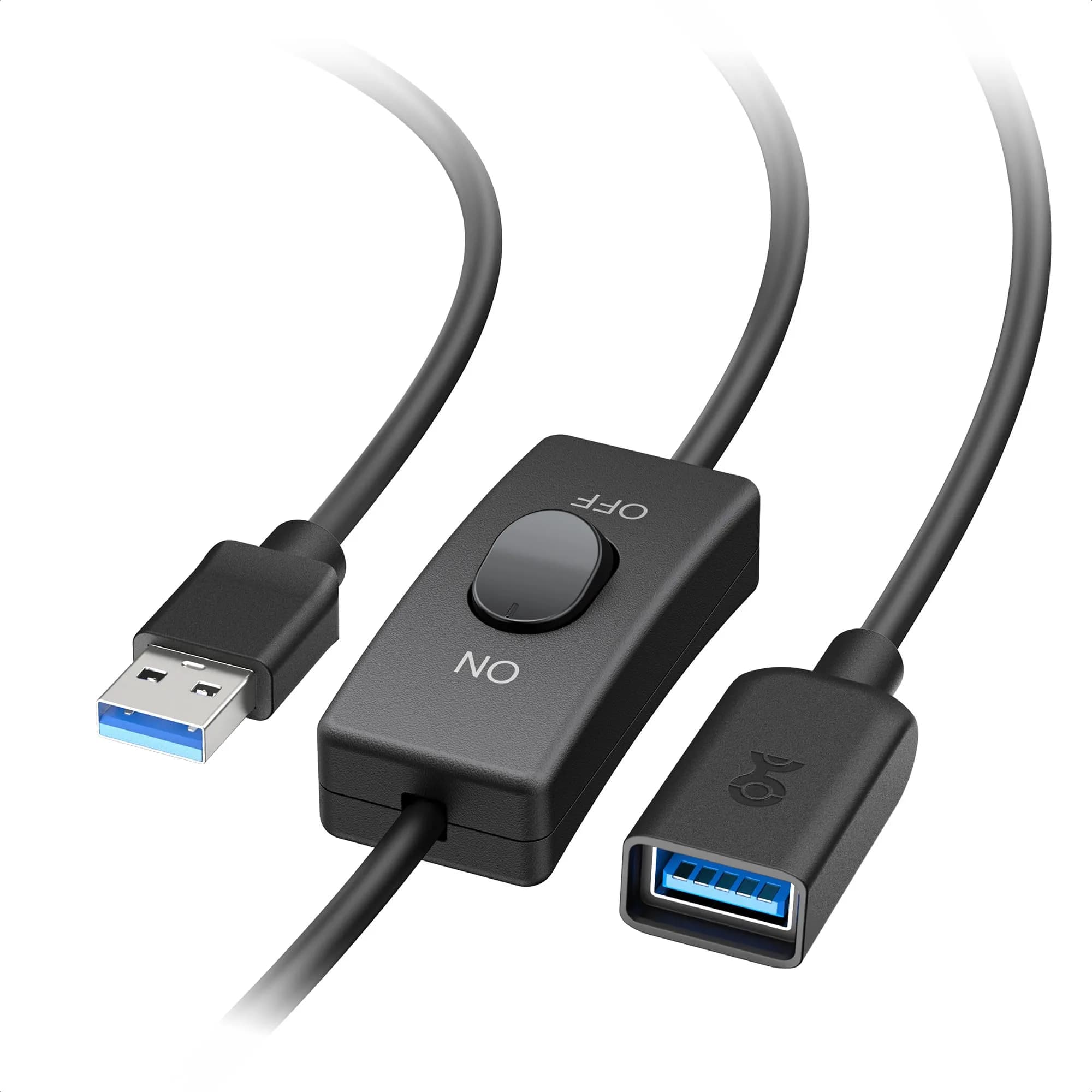 Cable Matters USB 3.0 Extension Cable with On/Off Switch, 1ft (0.3m) | 5Gbps Data Transfer — Black