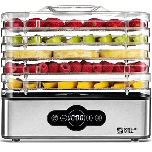Magic Mill Food Dehydrator Machine | 5 Stackable Stainless Steel Trays, 48H Digital Timer & Temperature Control Up to 167°F thumbnail 1