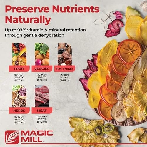 Magic Mill Food Dehydrator Machine | 5 Stackable Stainless Steel Trays, 48H Digital Timer & Temperature Control Up to 167°F thumbnail 7