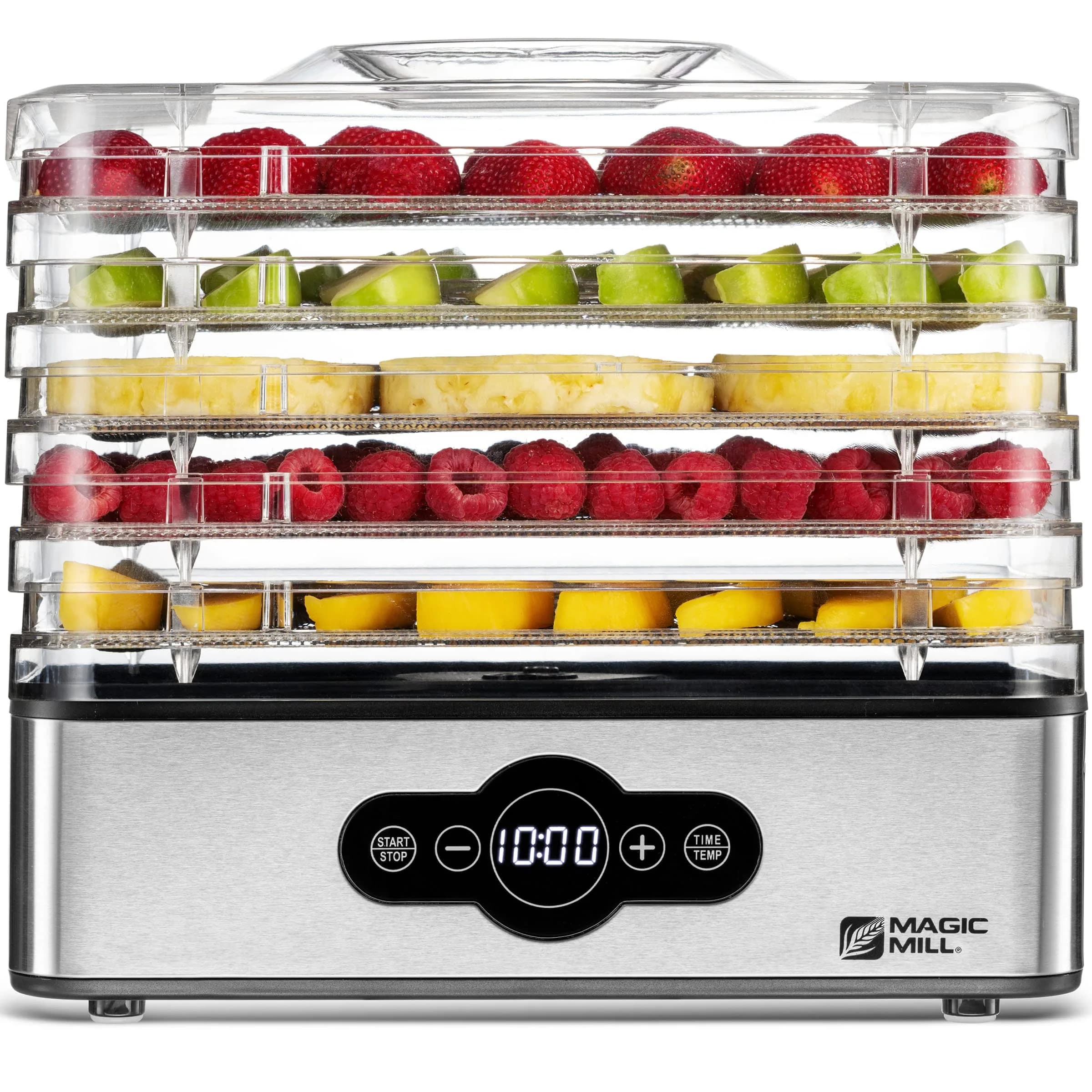 Magic Mill Food Dehydrator Machine | 5 Stackable Stainless Steel Trays, 48H Digital Timer & Temperature Control Up to 167°F