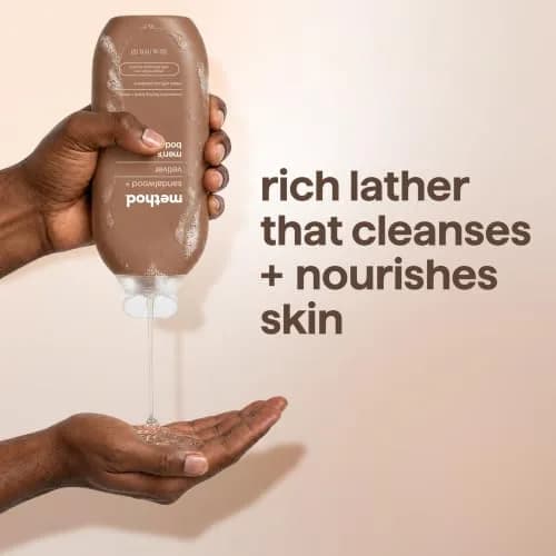Method Men's Body Wash Sandalwood + Vetiver 283ml (9.5 Fl Oz) | Hydrating Formula for All Skin Types thumbnail 5