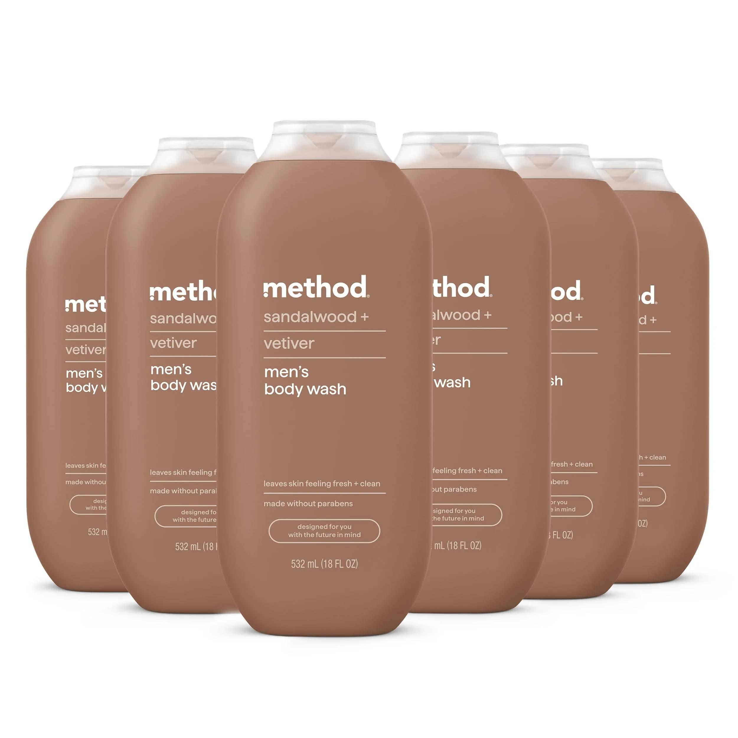 Method Men's Body Wash Sandalwood + Vetiver 283ml (9.5 Fl Oz) | Hydrating Formula for All Skin Types - main product image