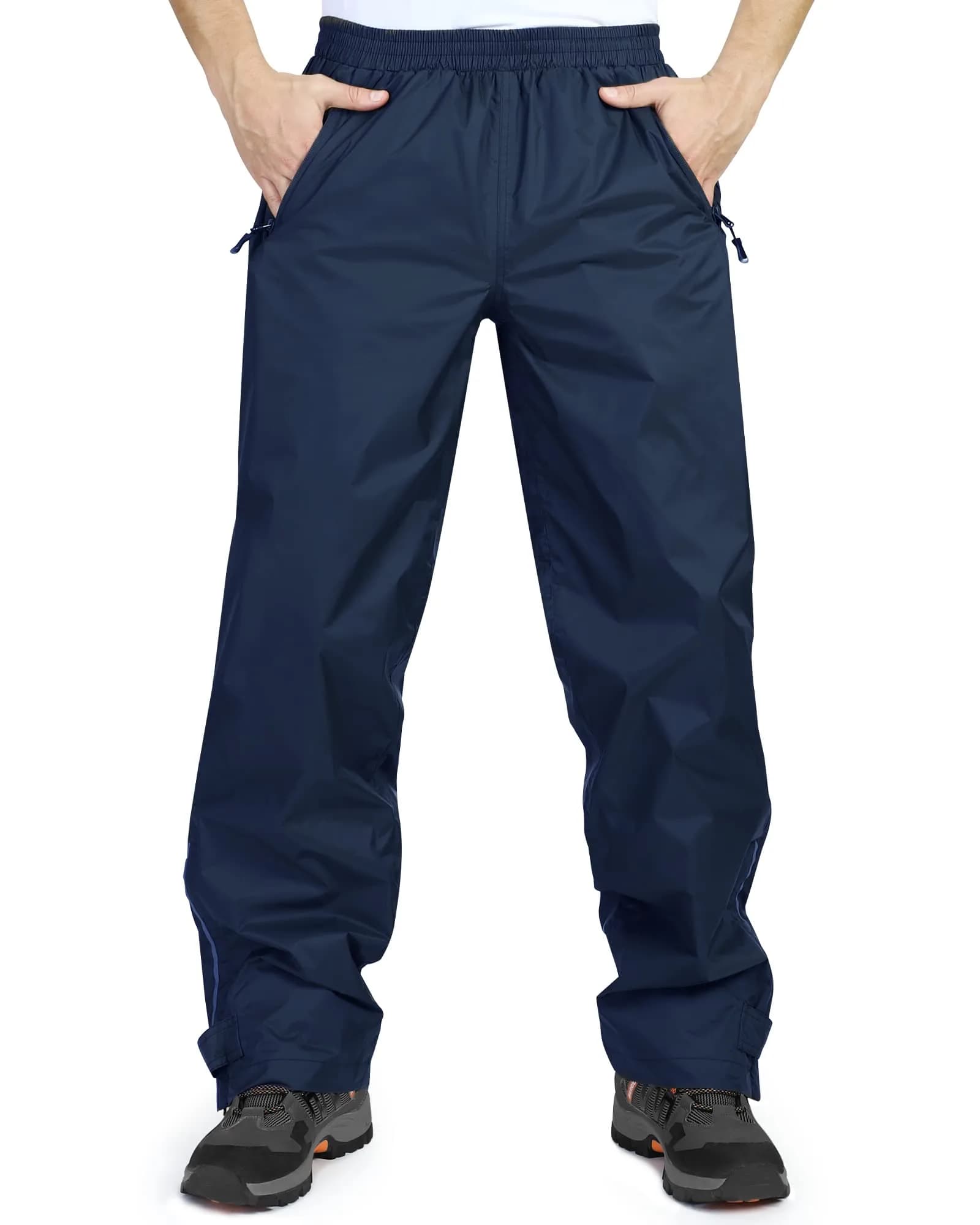 33,000ft Men's Rain Pants Waterproof Windproof Navy | Breathable, Seam-Sealed Outdoor Rainwear
