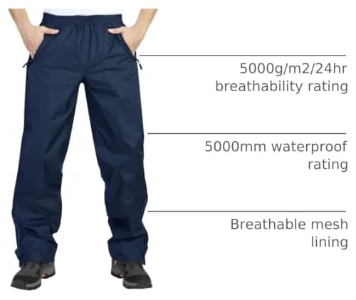 33,000ft Men's Rain Pants Waterproof Windproof Navy | Breathable, Seam-Sealed Outdoor Rainwear thumbnail 4