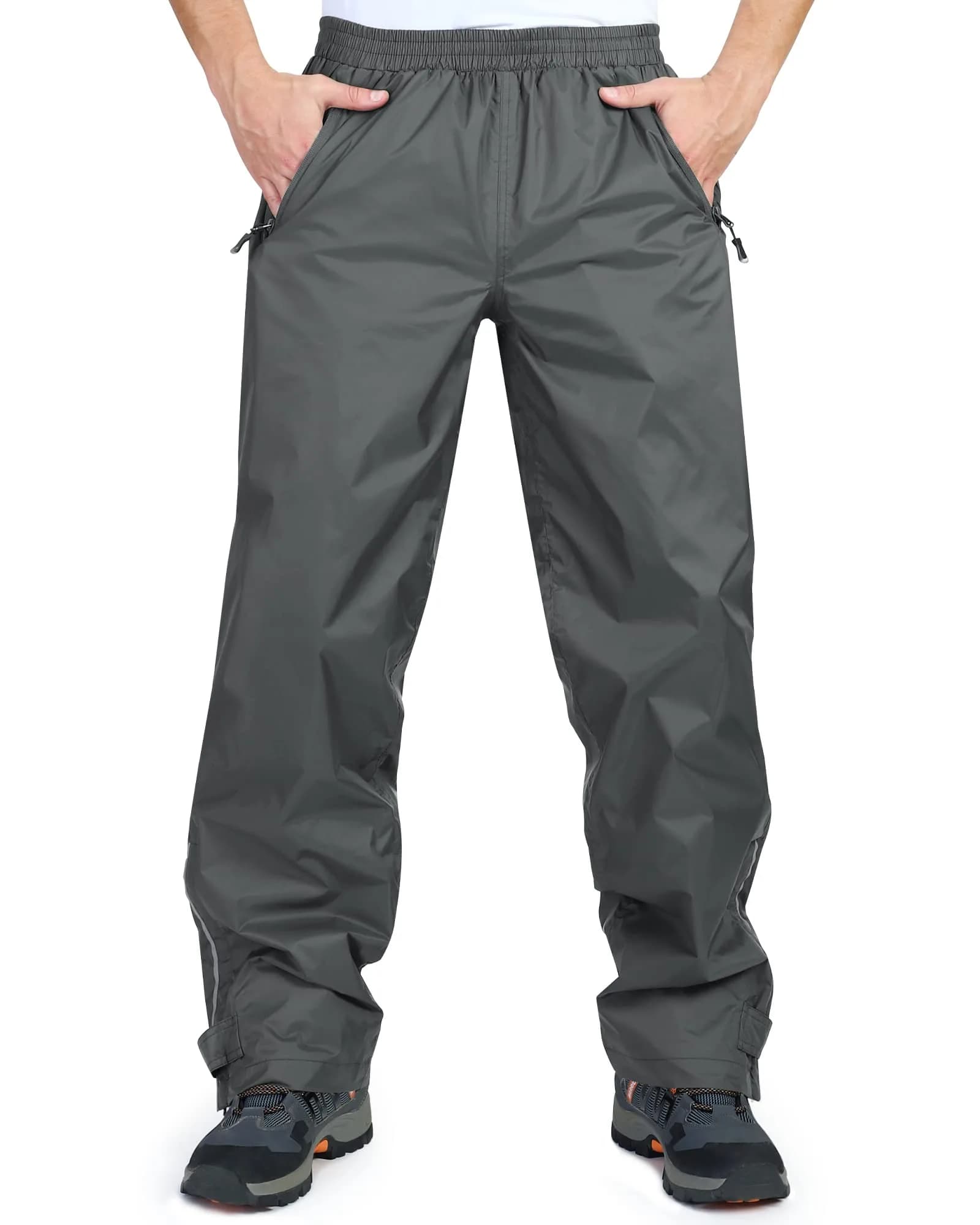 33,000ft Men's Rain Pants Waterproof Windproof Breathable Mesh Lining 36W x 30L | Outdoor Rain Gear — Grey