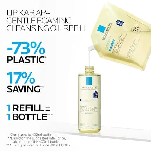 La Roche-Posay Lipikar AP+ Gentle Foaming Cleansing Oil, Refill, 13.52oz | Hydrates & Soothes Sensitive Skin thumbnail 4