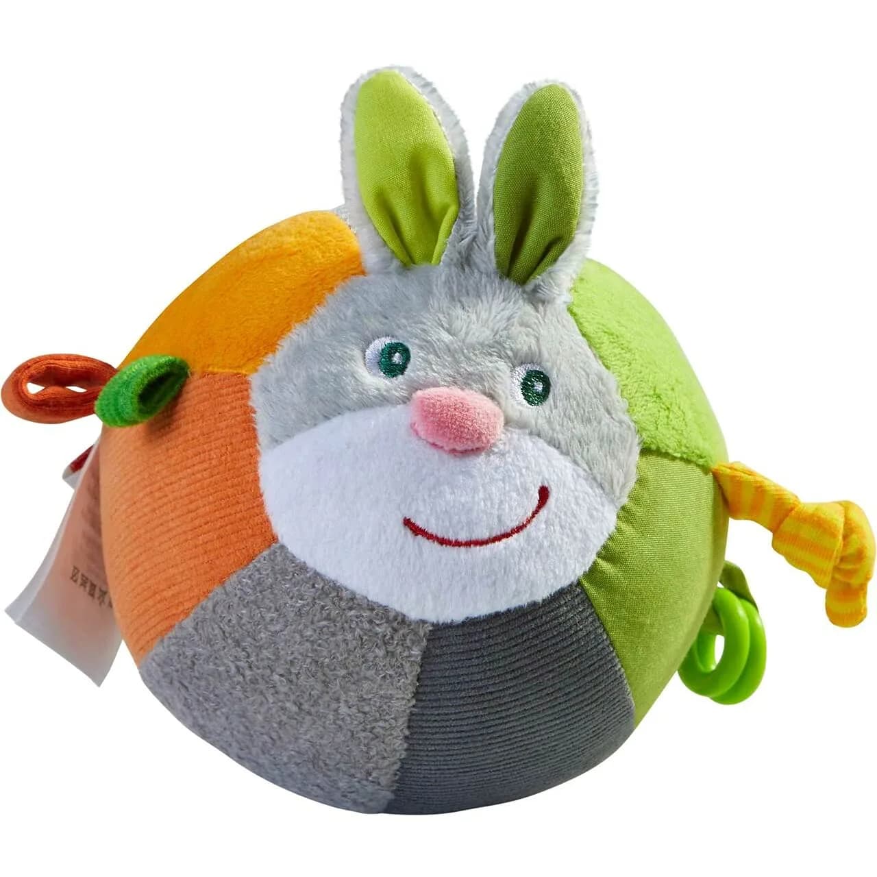HABA Rainbow Baby Ball - 15cm (6") Machine Washable Sensory Toy | Ideal Baby Toy for Teething, Tummy Time Toys for Ages 6 Months & up — Bunny Ball