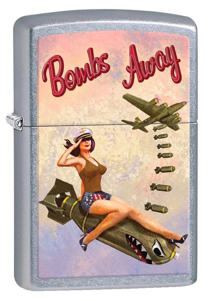 Zippo Mechanical Lighter Bombs Away Pin-up Girl Street Chrome | Windproof & Refillable - main product image