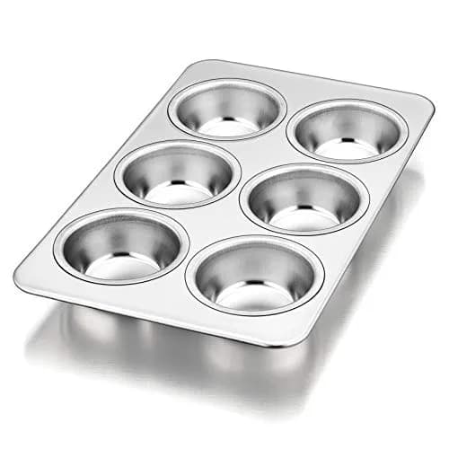 P&P CHEF 6-Cup Muffin Pan Tin, Stainless Steel Cupcake Pan 18cm (7" W) x 3.3cm (1.3" H) | Heavy Duty & Dishwasher Safe thumbnail 1