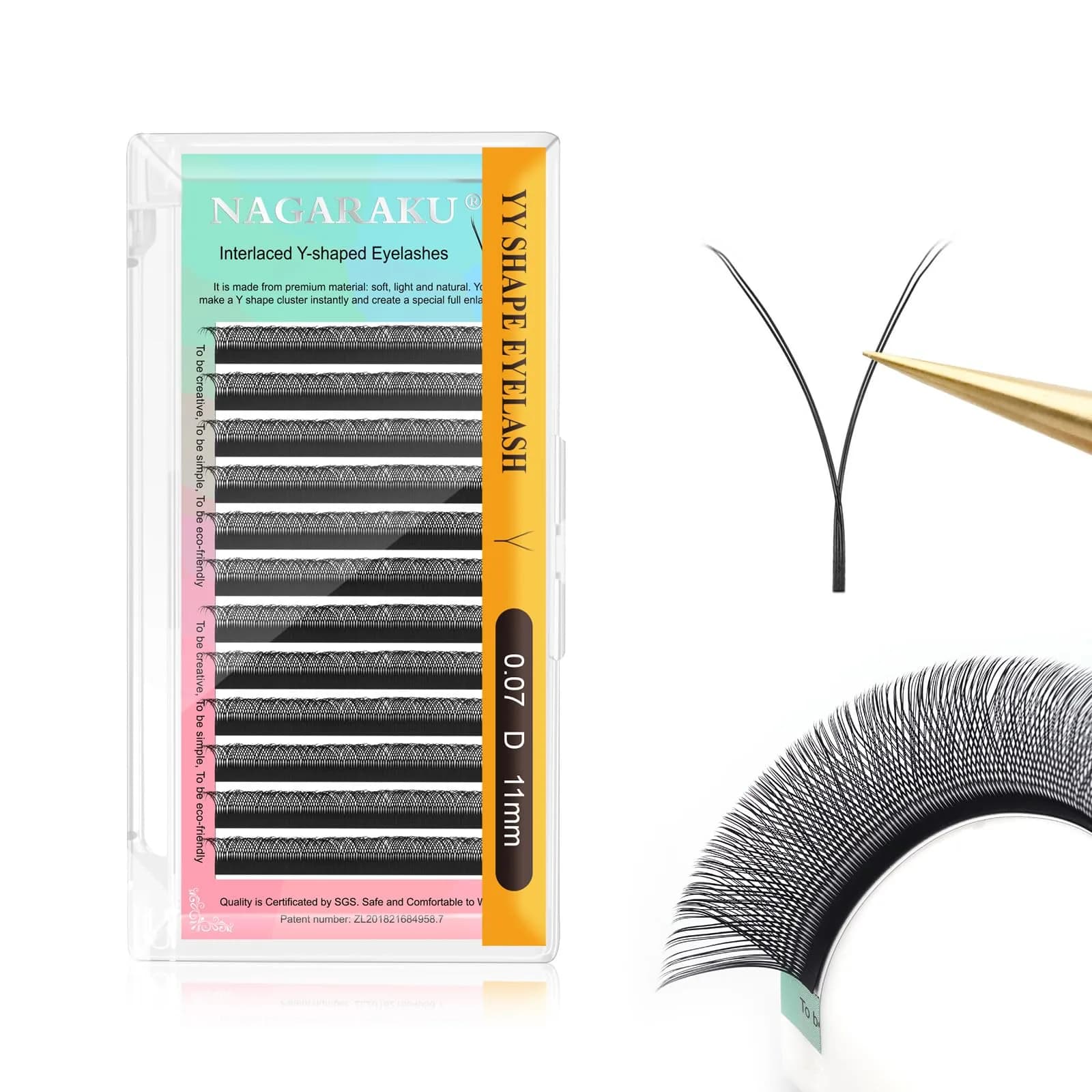 NAGARAKU YY Lash Extensions 0.07 D Curl 8-15mm Mix 4D Premade Fans Faux Mink | Handmade Wispy Volume Lashes for Professional Use — 0.07 D-YY