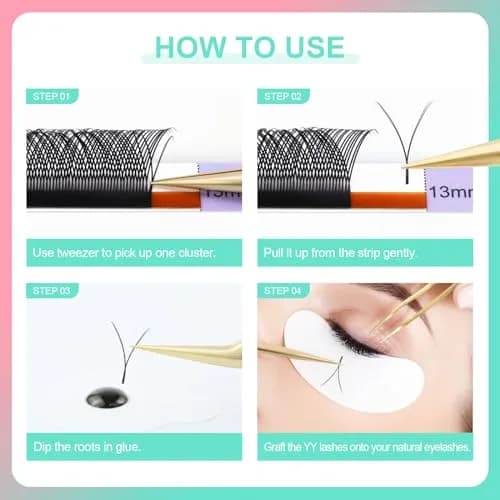 NAGARAKU YY Lash Extensions 0.07 D Curl 11mm 4D Premade Fans Matte Black | 12 Rows thumbnail 8