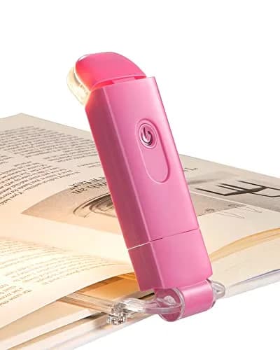 DEWENWILS USB Rechargeable Book Reading Light, LED Clip on Booklight Pink | Eye-Protecting, Portable, 8-Hour Battery thumbnail 1