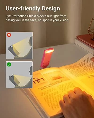 DEWENWILS USB Rechargeable Book Reading Light, LED Clip on Booklight Pink | Eye-Protecting, Portable, 8-Hour Battery thumbnail 5