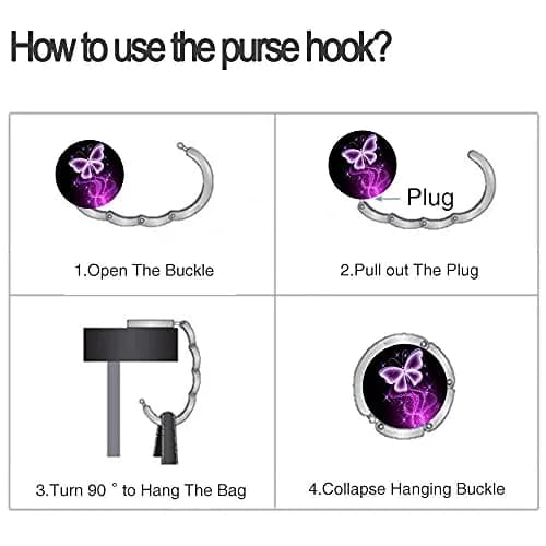 Bosketo Foldable Purse Hook 3 Pack | Portable Anti-Slip Designer Bag Hanger (1.7 x 1.7 inch) thumbnail 4