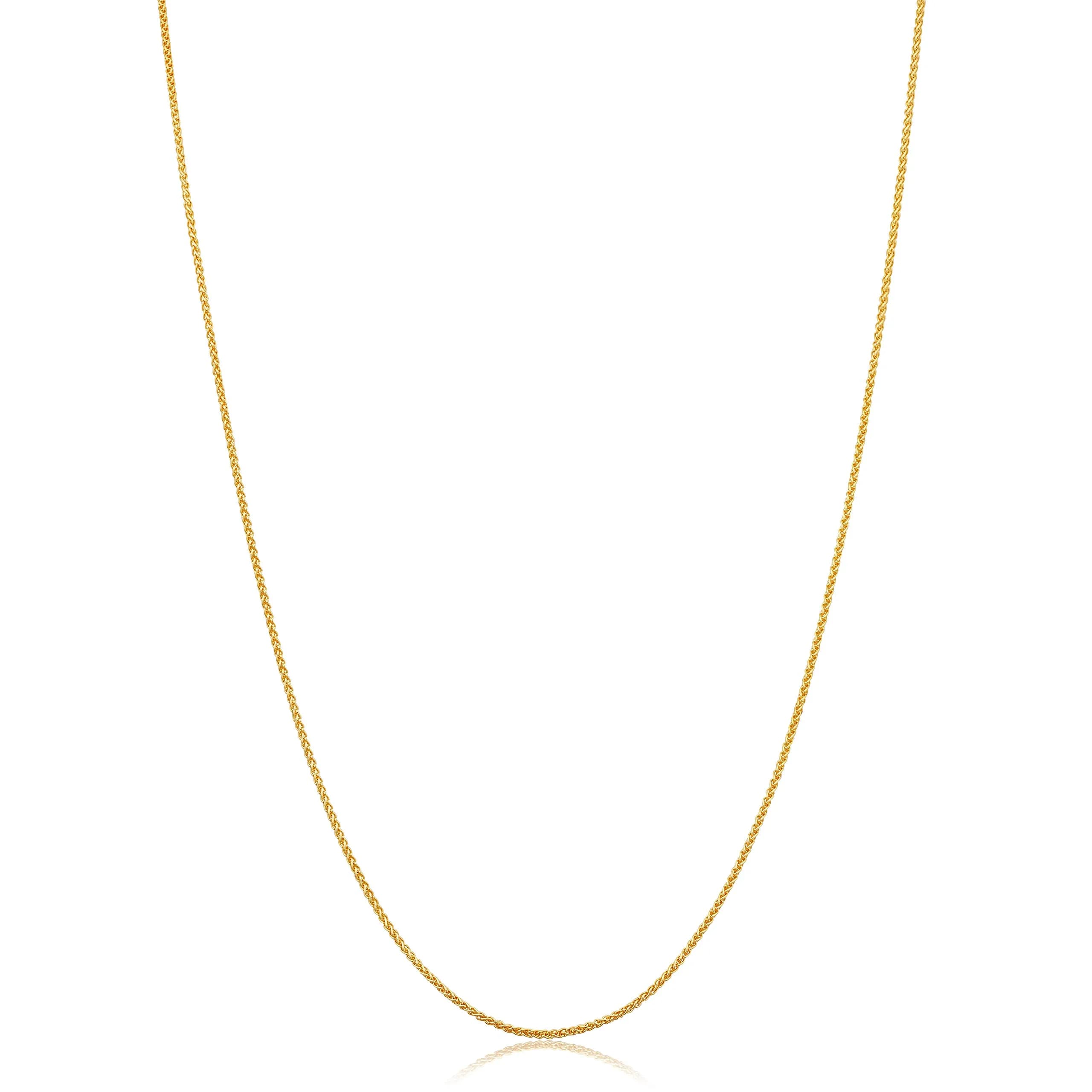 Kooljewelry 14k Yellow Gold Filled Wheat Chain Necklace 20 inch (0.8 mm Width) | Elegant, Durable Gold Jewelry