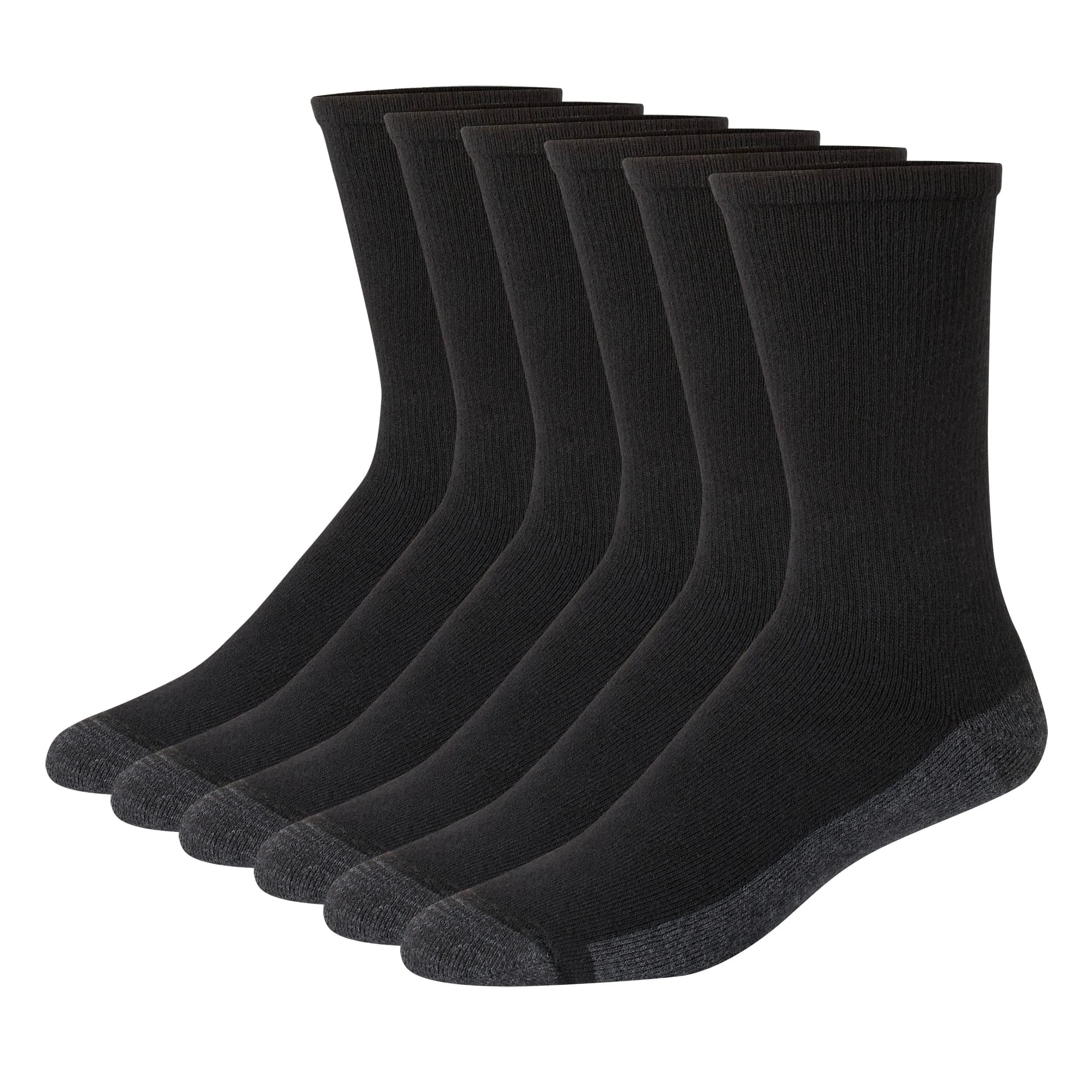 Hanes Mens Max Cushioned Crew Socks 6 Pack | Moisture-Wicking & Odor Control Comfort