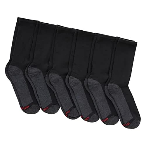 Hanes Mens Max Cushioned Crew Socks 6 Pack | Moisture-Wicking & Odor Control Comfort thumbnail 2